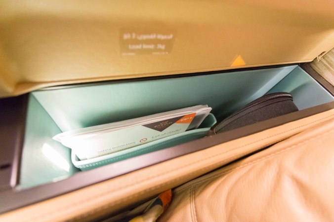 Etihad 787 First Class Seat Storage